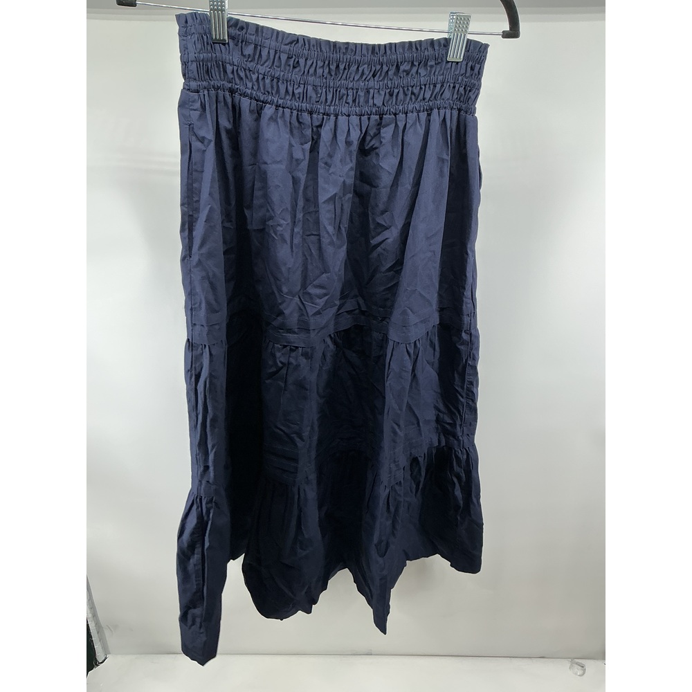 100% Organic Cotton Poplin Tiered Maxi Skirt - Picture 2 of 3